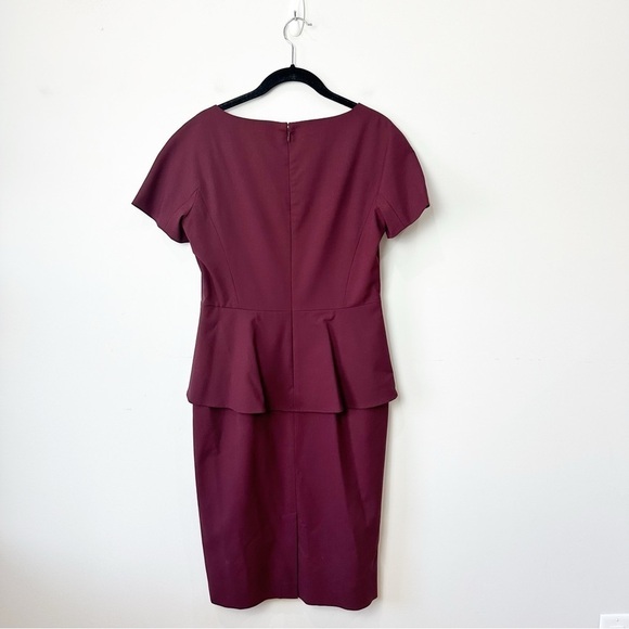 Lafayette 148 Penny Dress Dark Red Peplum Short Sleeve Wool Career Office - Picture 3 of 5